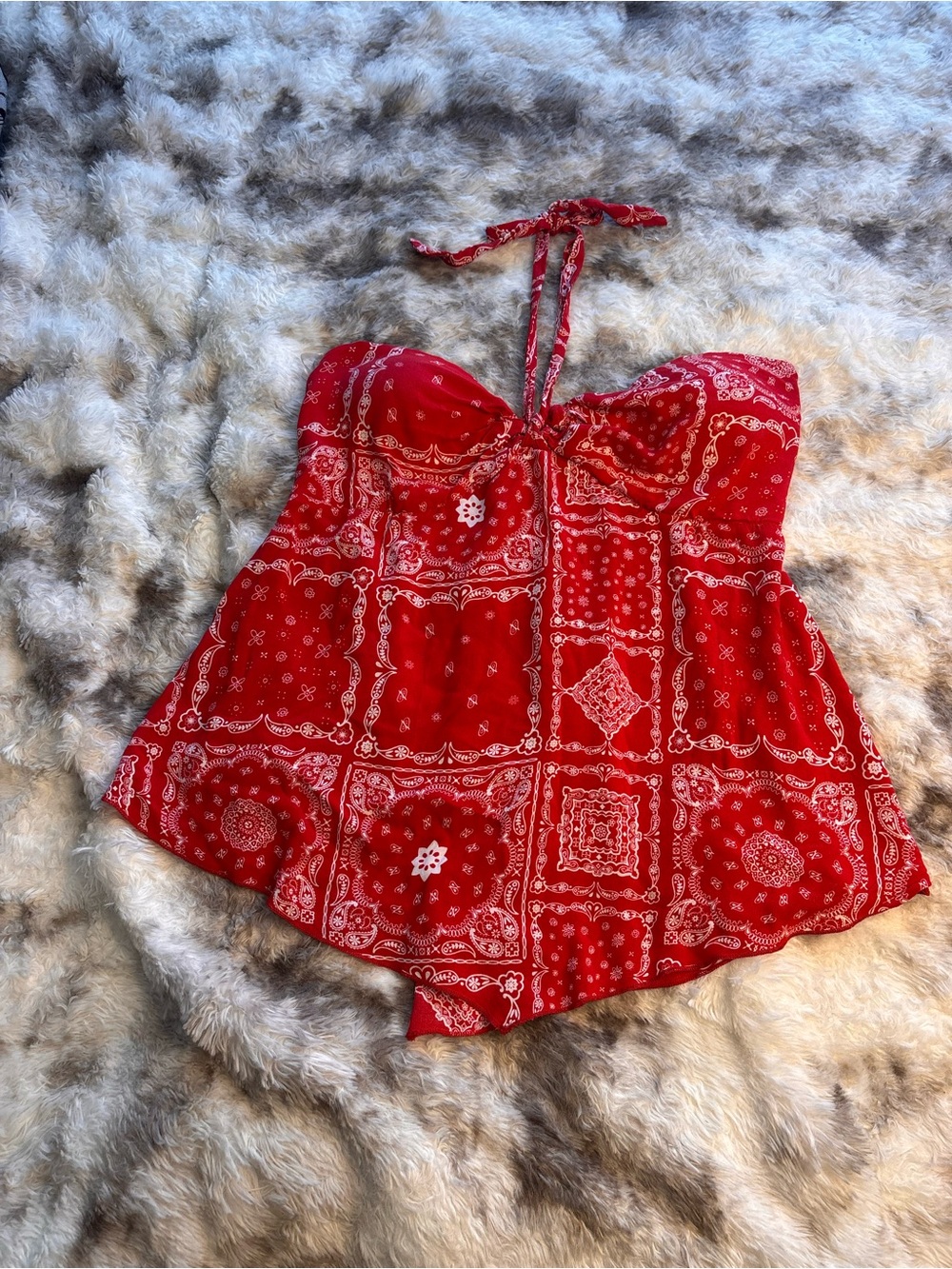 Red Bandana Print Halter top